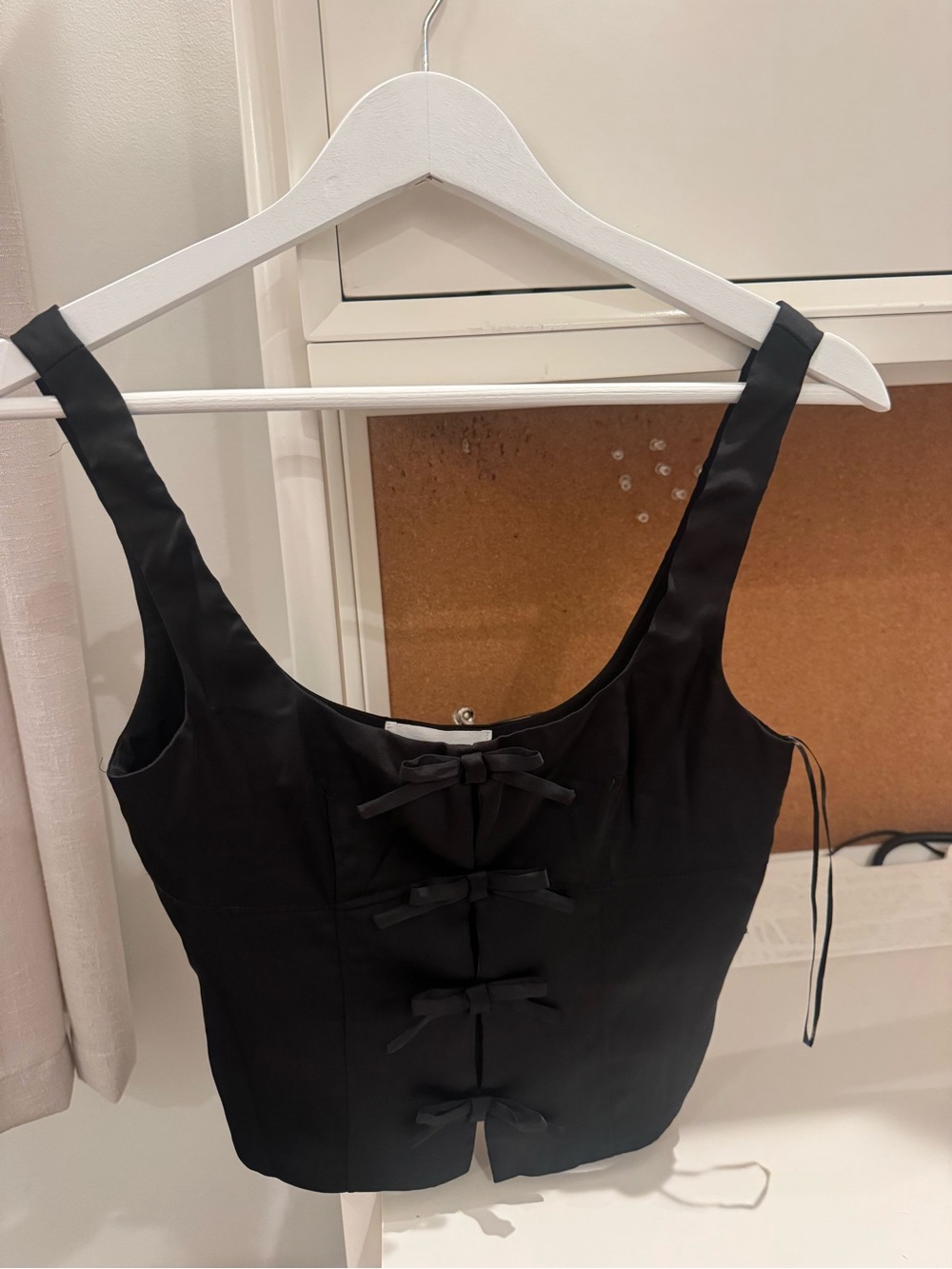 Black Bow-Front Sleeveless Corset Top